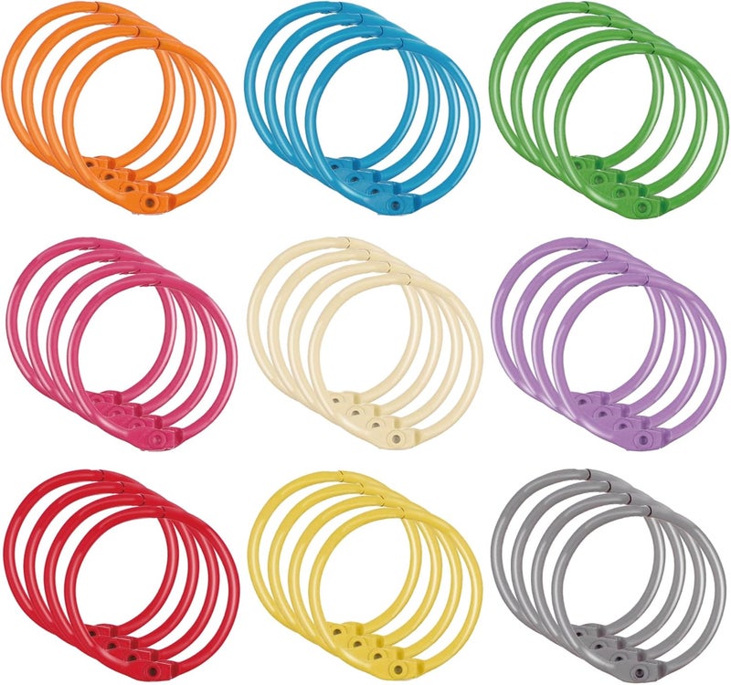 Antner 36PCS Metallic Loose Leaf Binder Rings 1 4/5" Colorful Book Rings, Metal Steel Loose Leaf Rings Keychain Key Rings Index Cards Rings Paper Rings for School Office, 9 Colors - Image 3